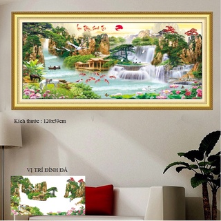 Tranh đính đá Phong Cảnh Lưu Thuỷ Sinh Tài Cao Cấp Đá AB