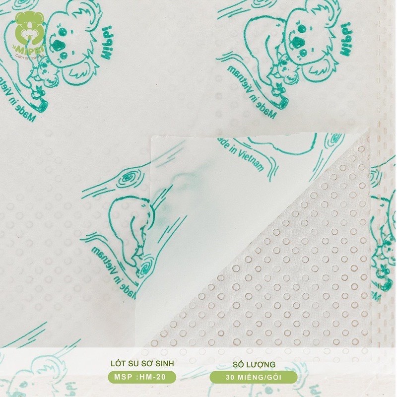 Miếng lót phân su cho bé sơ sinh Mipbi 3 lớp mềm mại gói 30 tờ 20x20cm - Monnie Kids