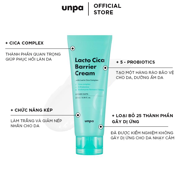 Kem Dưỡng Ẩm Làm Sáng Da Và Phục Hồi Unpa Lacto Cica Barrier Cream 100ml