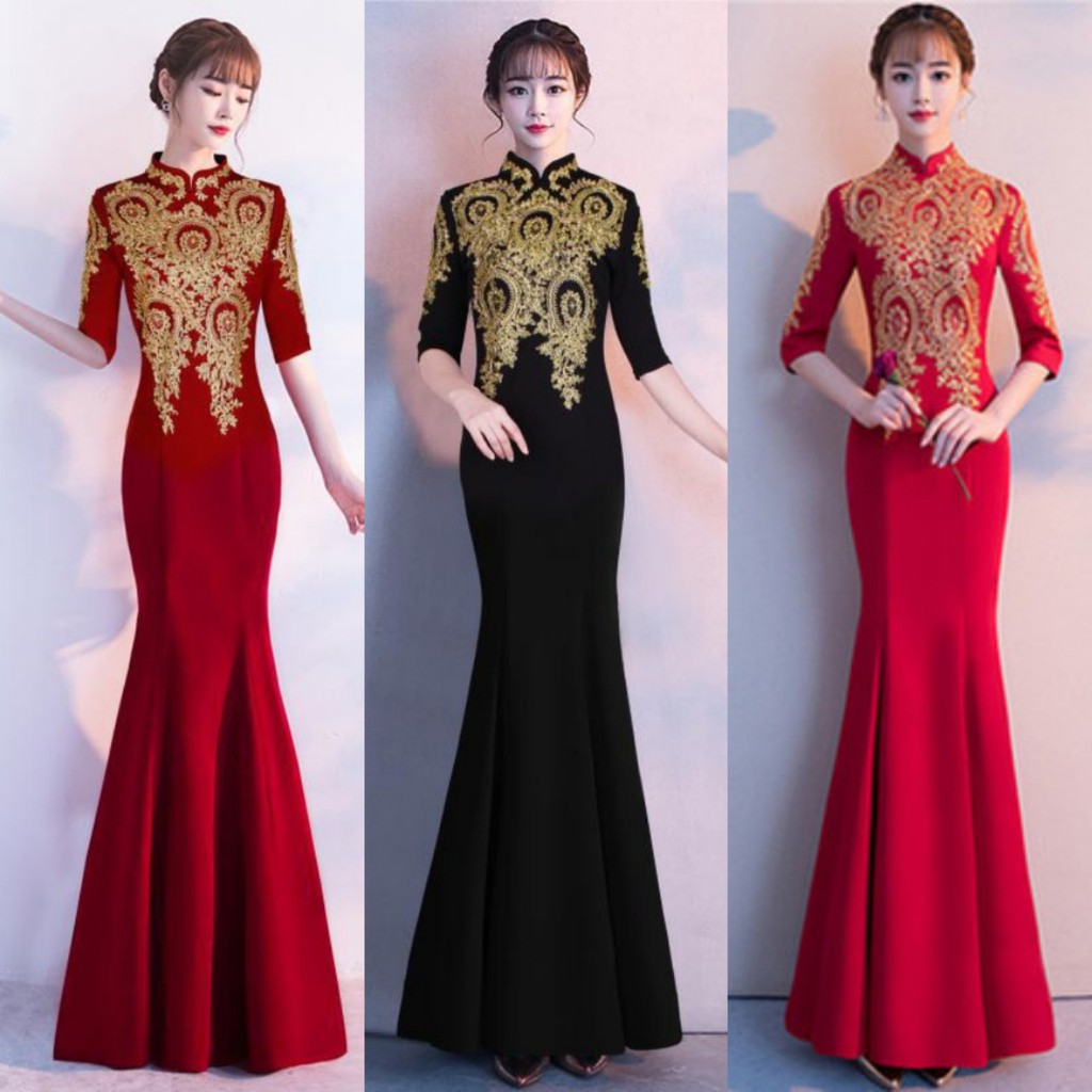 S HN5773 ĐẦM MAXI DẠ HỘI CỔ CAO TAY LỠ ĐUÔI CÁ ĐÍNH REN THÊU HOA SANG TRỌNG CÓ SIZE LỚN XXXL FREE