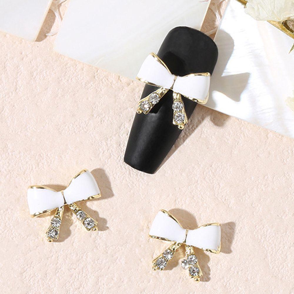 Phụ Kiện Trang Trí Móng Tay Hình Nơ Màu Trắng Đen Thời Trang