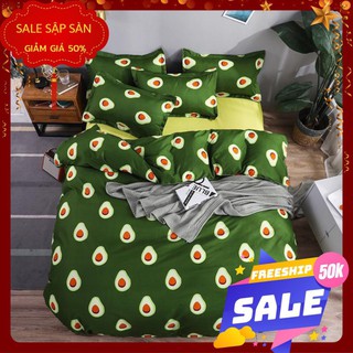 Vỏ chăn, vỏ bọc ngoài mền mẫu BƠ XANH chất poly cotton, chăn hè thu mỏng có khoá kéo, chăn không ruột