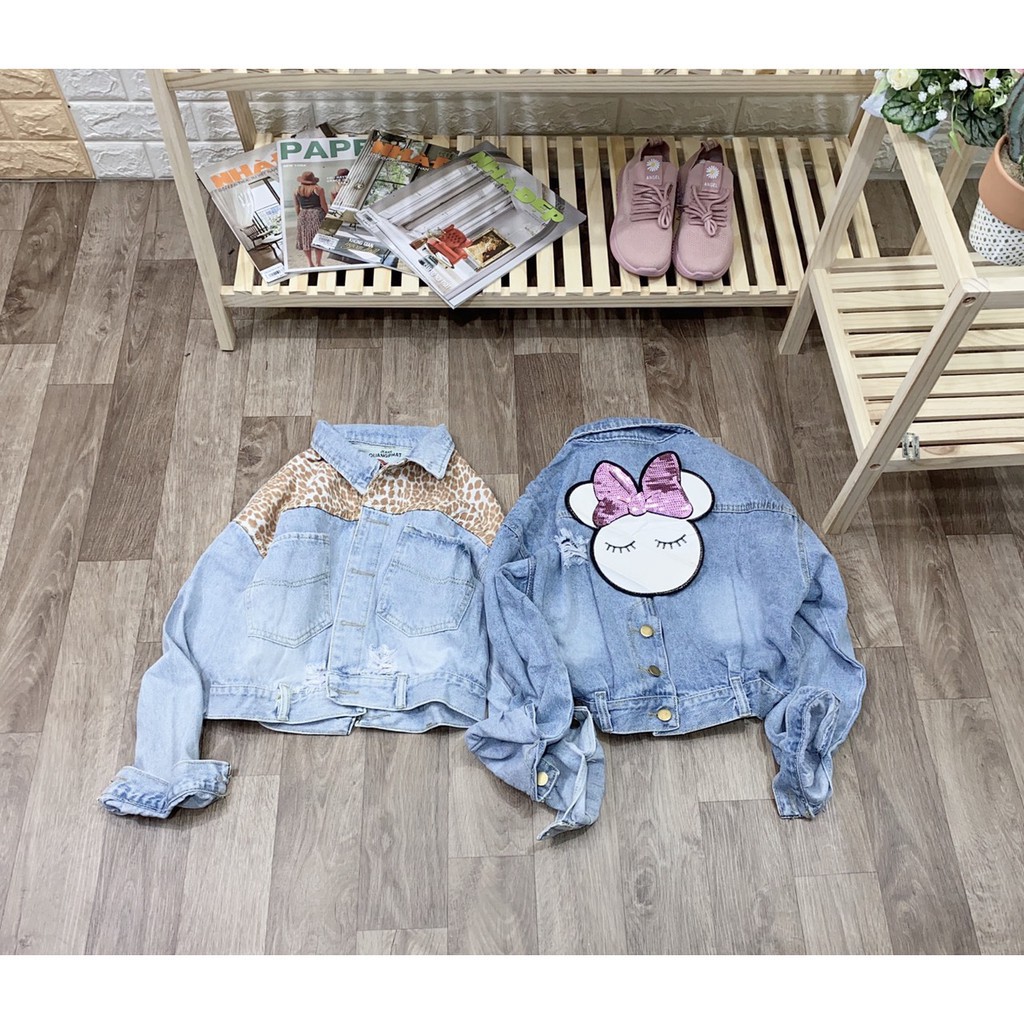 Áo Khoác Jean Nữ Nút Sau Croptop Basic Thêu Lưng Có Hình Cute Siêu Cao Cấp HOTTREND Cho Năm Nay UNISEX MINA-FASHION