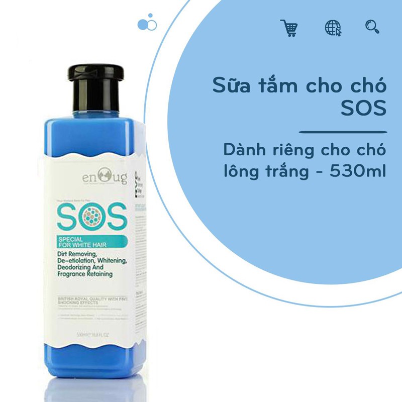 Sữa Tắm Cho Chó Lông Trắng SOS 530ml Màu Xanh Dương Siêu Thơm, Date Dài Hạn