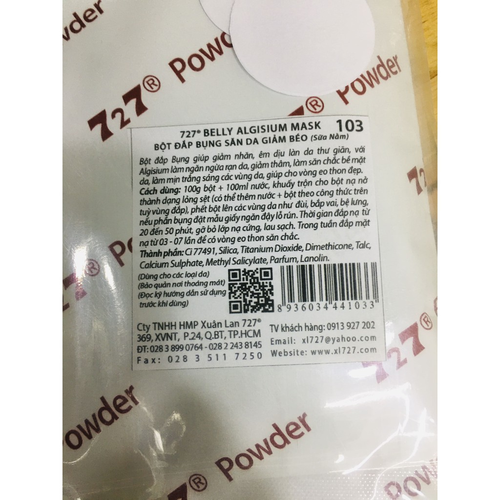 [Sữa Nằm] Bột Đắp Bụng Săn Da Giảm Béo  727 Belly Algisium Mask | BigBuy360 - bigbuy360.vn