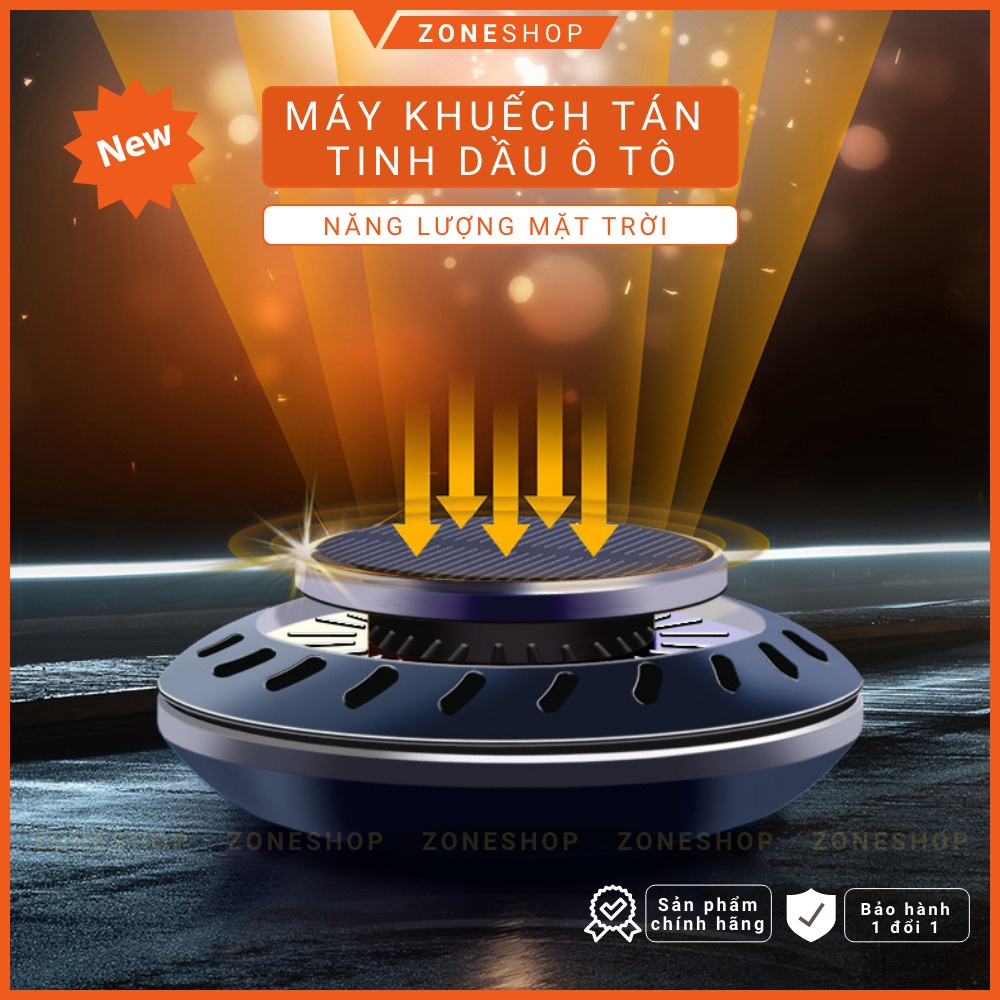 Tinh dầu nước hoa xe ô tô năng lượng mặt trời ZONEHOUSE, kiểu UFO, máy khuếch tán xoay toả hương tinh dầu [ZONESHOP]