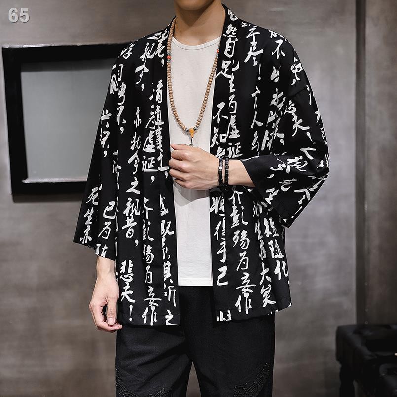 Áo tay ngắn nam phong cách Trung Quốc sơ mi mùa hè mỏng phần Tang phù hợp với khoác giản dị Hanfu cổ rộng len car