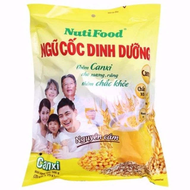 Bột ngũ cốc nguyên cám canxi Nutifood 500g