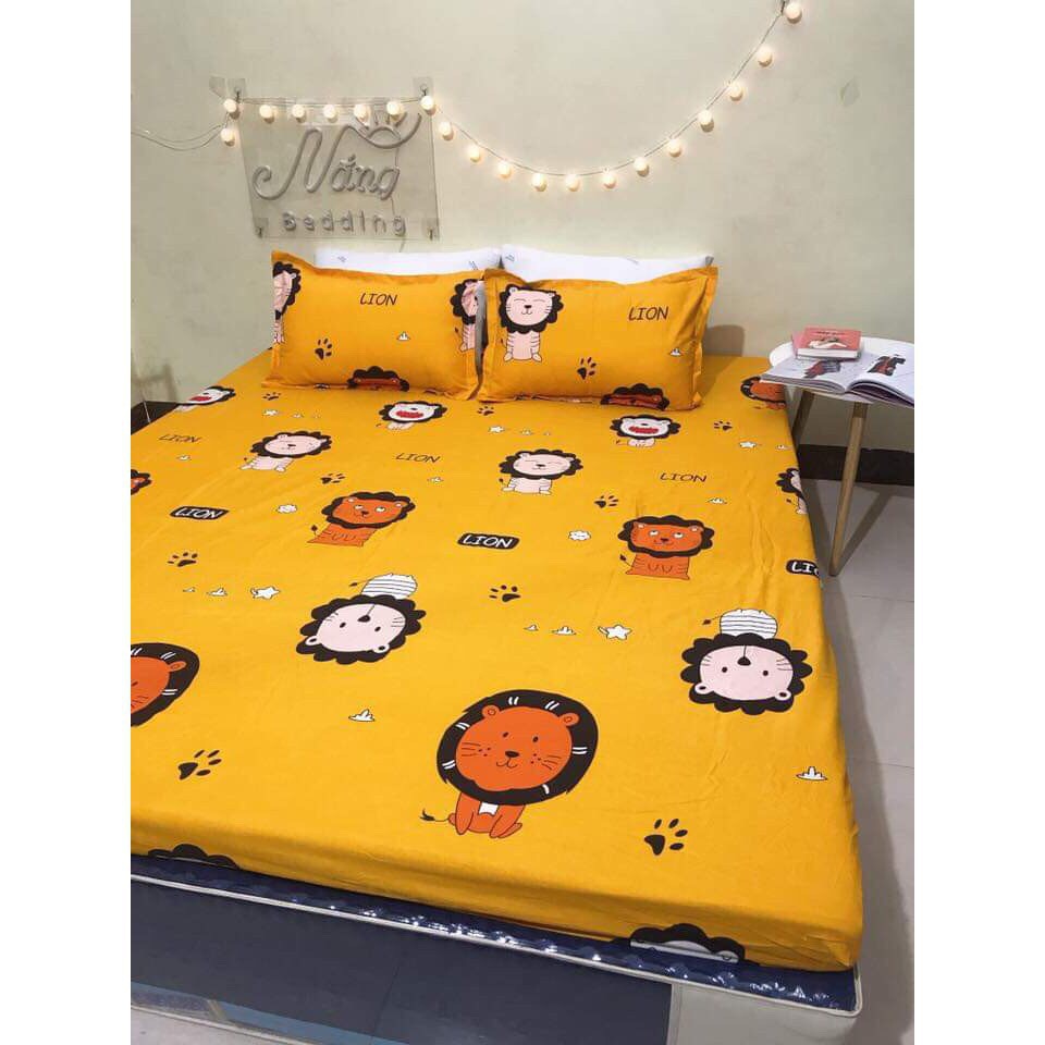 Bộ ra nệm sư tử vàng - 1 drap 1m6 1m8 kèm 2 áo gối nằm 45 x 65 cm- CAISHOPQUEN
