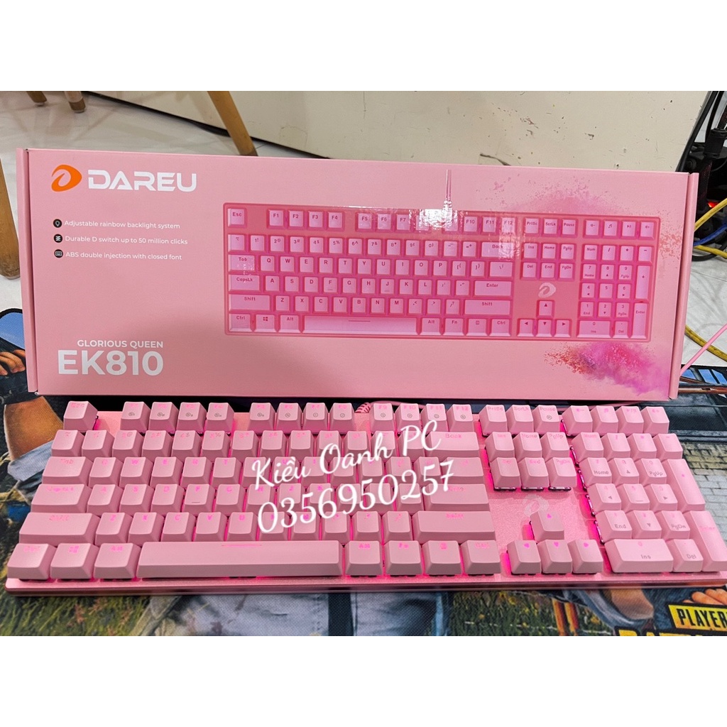 Bàn phím cơ Gaming Dareu EK810 Hồng Pink - Mới Bảo hành Hãng 2 Năm