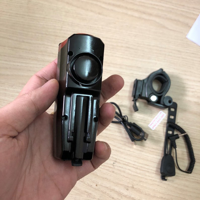 Đèn pin xe đạp năng lượng mặt trời, kết hợp còi điện và sạc dự phòng đa năng – DX25