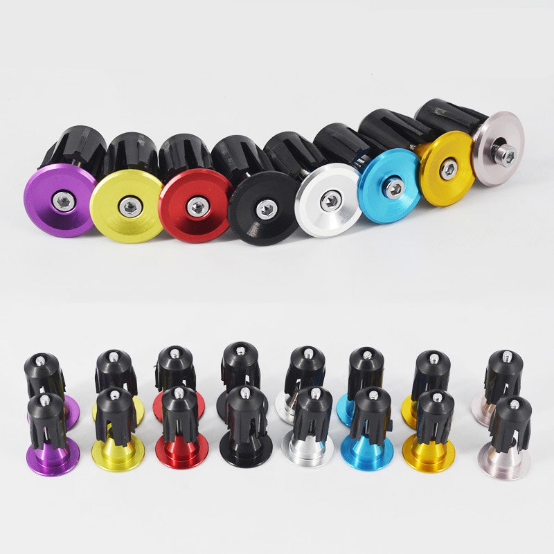 1 Pair Bike Handle Bar Cap Road Bike End Plugs MTB Handle Bar End Cap Bike Accessories Aluminum Alloy Grips Bar End Cap