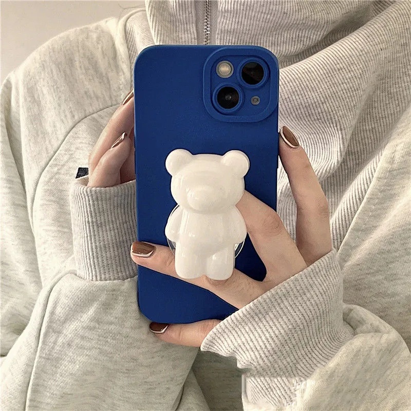 Giá Đỡ Điện Thoại Cầm Tay Hình Gấu Pha Lê 3D Tự Dính Có Thể Thu Gọn Cho iPhone &amp; Android