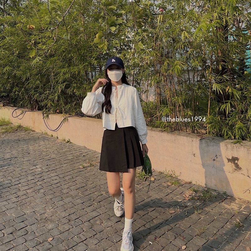 [ ẢNH THẬT KÈM VIDEO ] Áo Sơ Mi Trắng Thô Xếp Li Trước Dáng Croptop Cột Dây | BigBuy360 - bigbuy360.vn