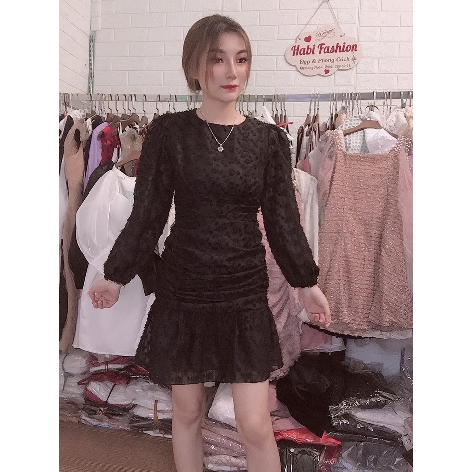 Đầm ren xòe tay dài cổ V tiểu thư sang chảnh, chất ren cao cấp hàng thiết kế, eo cao dáng dài mặc là xinh, giá rẻ