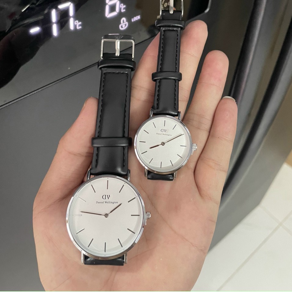 Đồng hồ nam nữ DVV dây da thời trang hiện đại, đồng hồ đôi Onetime
