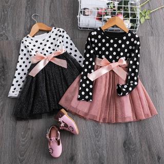 Đầm xòe công chúa NNJXD phối nơ thắt ruy băng cho bé gái