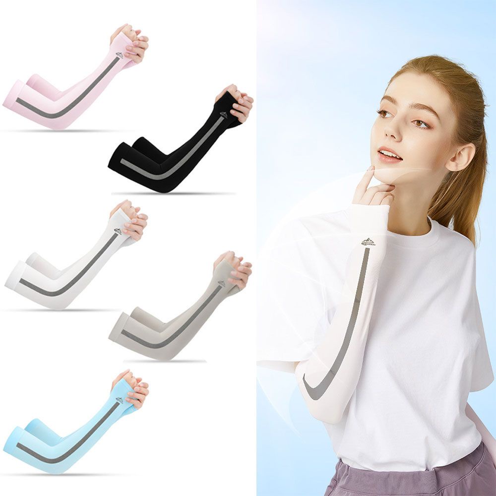 MUVAKO Găng Cánh Tay Chống Nắng UV Bằng Vải Mát Nhiều Màu Sắc Khi Chạy Bộ/Chạy Xe Mùa Hè