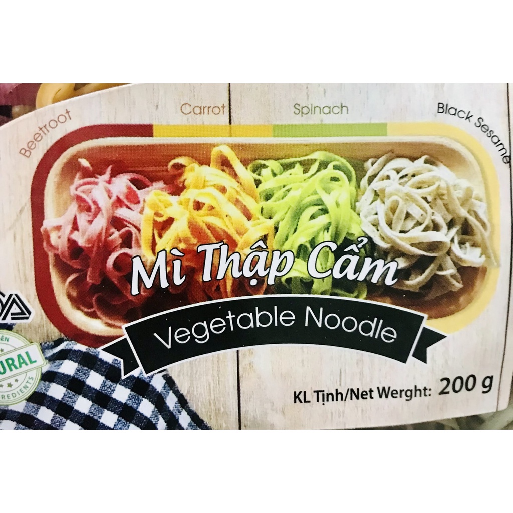 Mì rau củ thập cẩm Duy Anh Food 200gr 8 vắt (mè đen, cà rốt, bó xôi, củ dền)