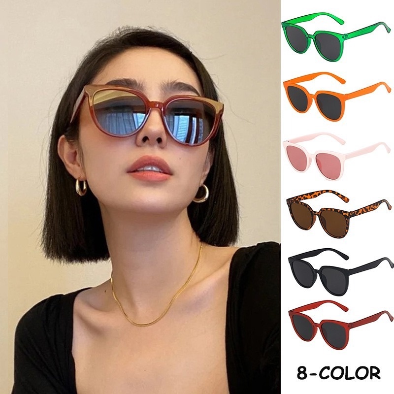 Kính Mát Gọng Tròn Chống Tia UV400 Màu Trà Thời Trang Hàn Quốc Cho Nữ