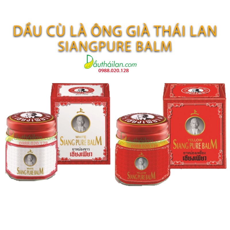 Dầu cù là ông già Thái Lan Siang pure balm - hàng nội địa Thái Lan chữ siang pure màu vàng