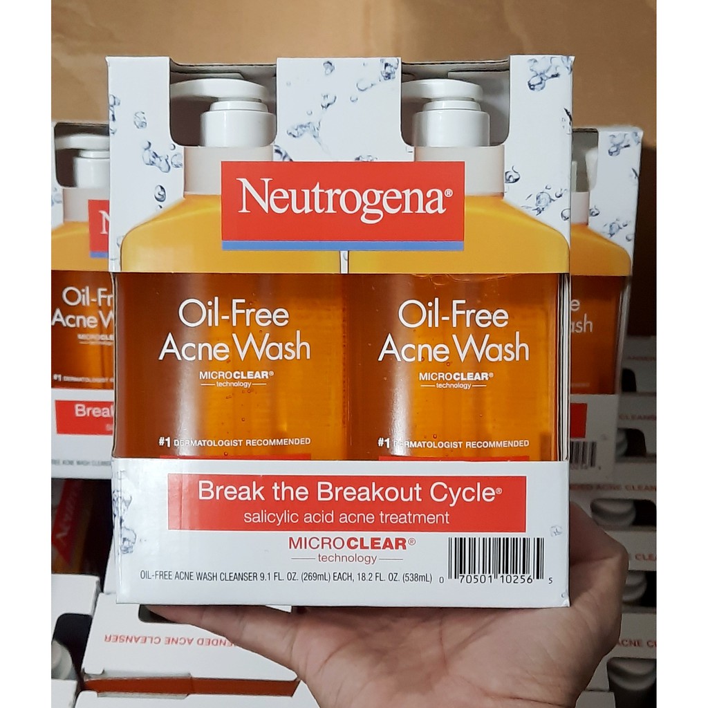 date 7/24 - Sữa Rửa Mặt  Neutrogena Oil Free Acne Wash chai 269 ml từ Mỹ