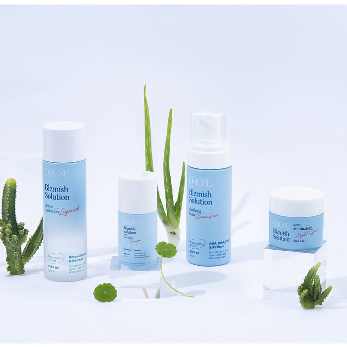 Bộ sản phẩm giảm mụn và ngăn ngừa mụn chuyên sâu OMUSE Blemish Solution Acne Correcting