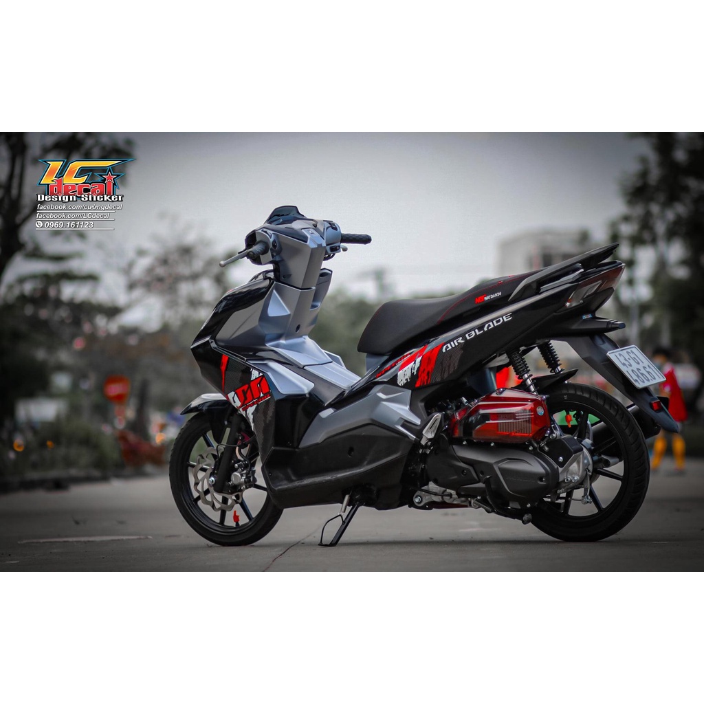 Tem rời xe AirBlade - mẫu Special Edition ADN đỏ dán xe đen - không bay màu
