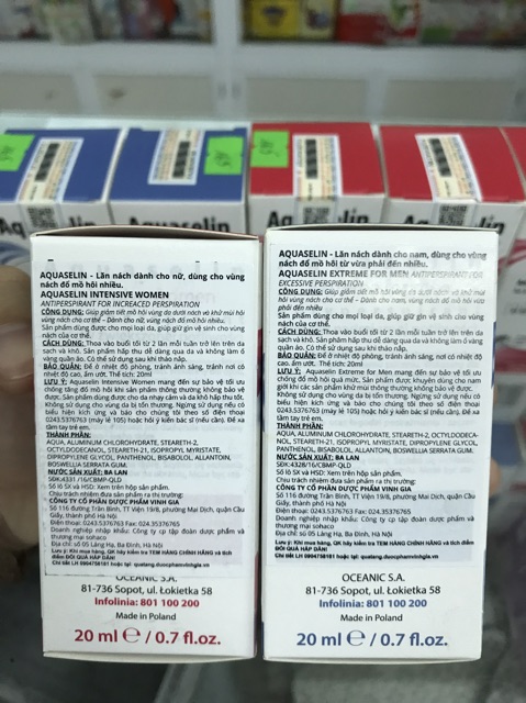 Lăn khử mùi nách AQUASELIN lọ 20 ml - hangg nhập khẩu | BigBuy360 - bigbuy360.vn