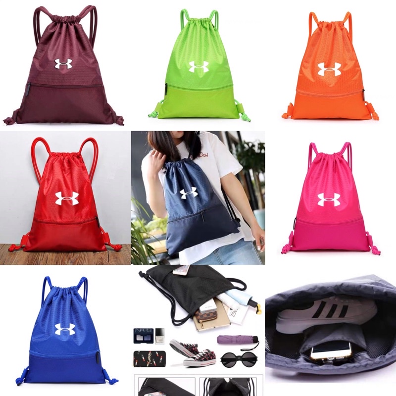 (Tặng) Xuất dư Mỹ!! Balo dây rút 3 ngăn Under Amour dày dặn đựng đồ thể thao, du lịch