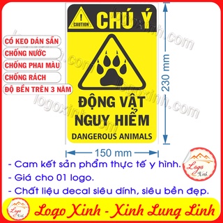 Logo tem sticker biển cảnh báo động vật nguy hiểm- dangerous animals caution