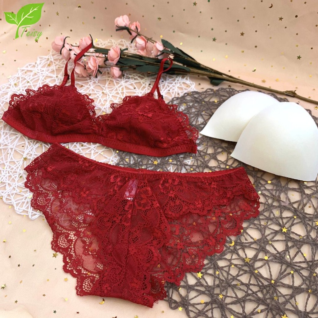 Set lót ren Teisy đỏ basic xinh xắn 🍄🍄🍄 | BigBuy360 - bigbuy360.vn