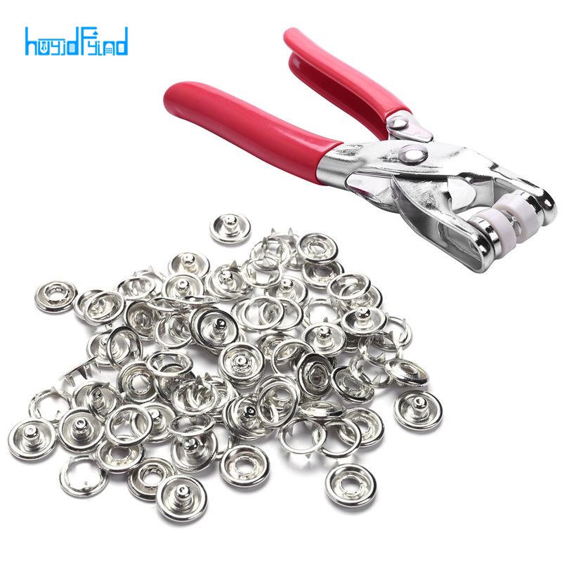 Bộ Kìm Bấm Nút Bằng Đồng Trắng Kèm 20 Nút Cài Dùng Để May Quần Áo Trẻ Em