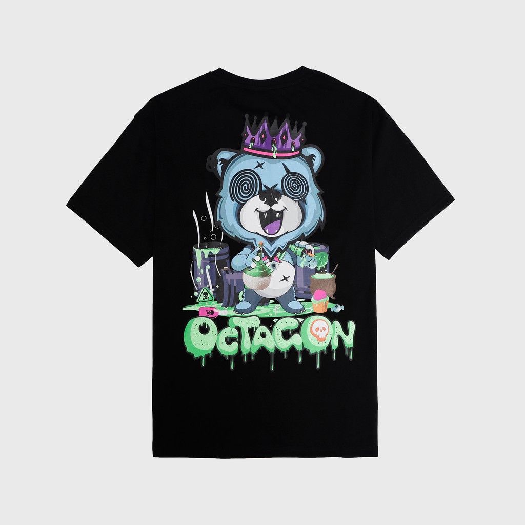 Áo Thun Tay Lỡ Nam Nữ OCTAGON PSYCHO BEAR Màu Đen Form Oversize