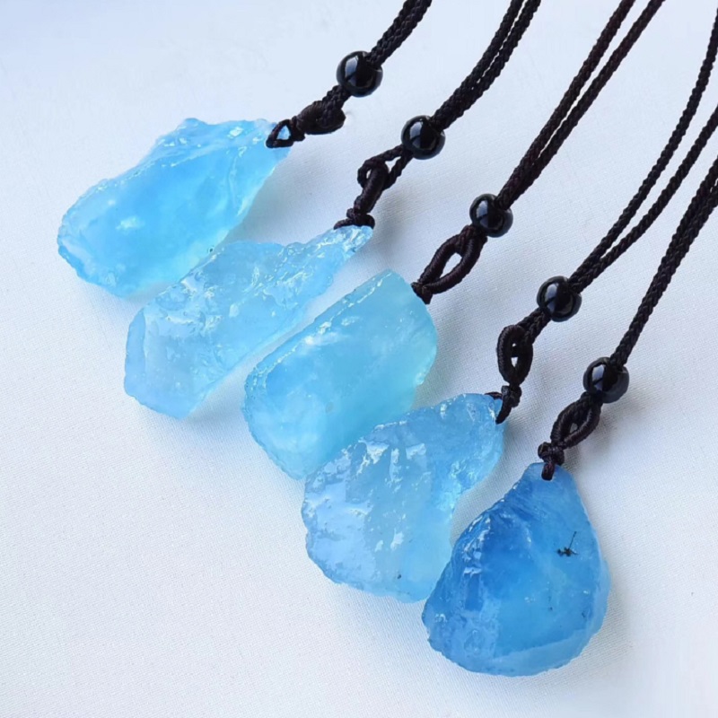 Mặt Dây Chuyền Đá Thạch Anh Aquamarine Thời Trang Cho Nam Nữ