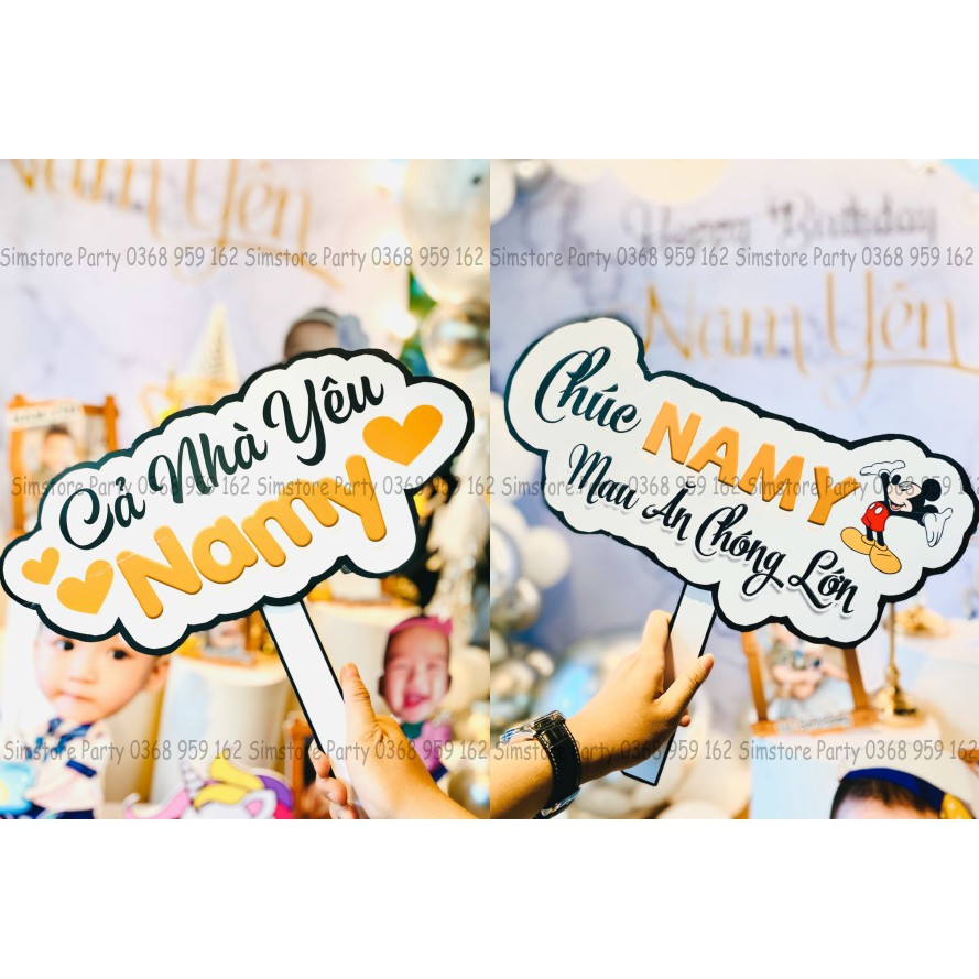 Hastag cầm tay check in sinh nhật cho bé thiết kế theo yêu cầu