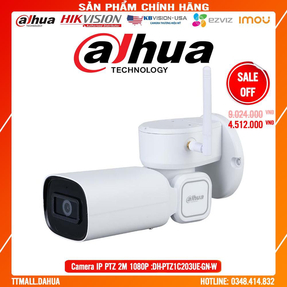 . Camera IP Wifi PTZ 2MP DAHUA DH-PTZ1C203UE-GN-W- Bảo hành chính hãng 2 năm .