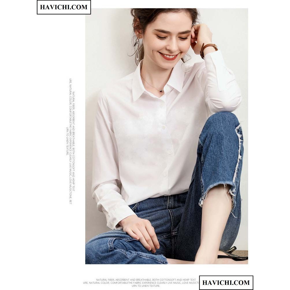 Áo sơ mi nữ trắng 💚𝐅𝐑𝐄𝐄𝐒𝐇𝐈𝐏💚 áo sơ mi nữ dài tay form rộng kiểu bánh bèo dáng suông, bóp chiết eo đi học sinh đuôi tôm | BigBuy360 - bigbuy360.vn