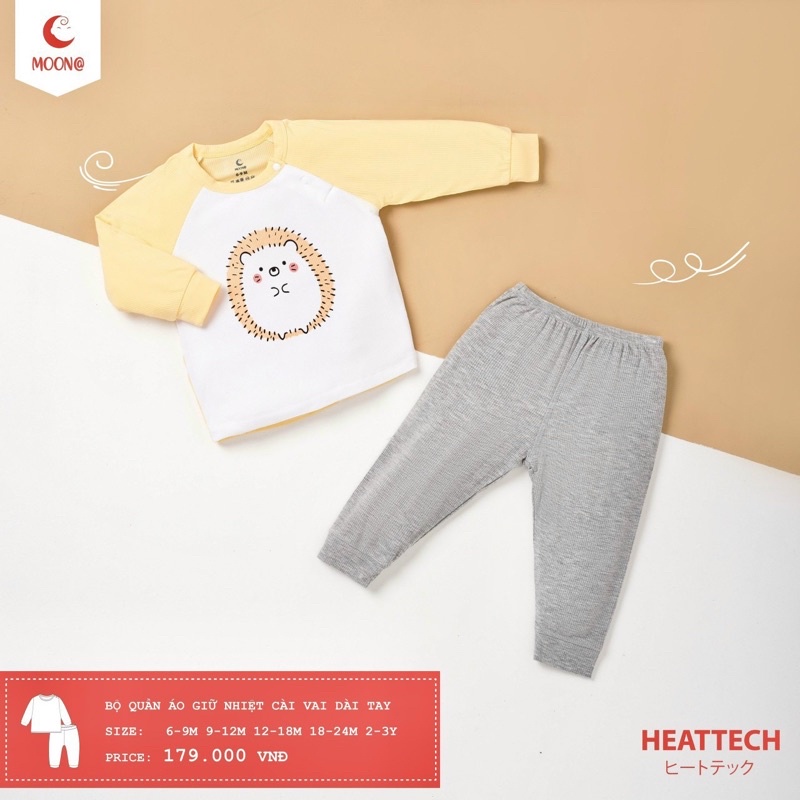 Moon - Bộ dài tay vải tăm chất heatech cao cấp mềm mại thu đông cho bé trai gái