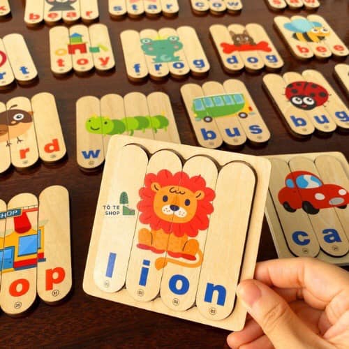 Bộ Đồ Chơi ghép Hình 96 Que kem Tiếng Anh Hiệu Quả, Que Gỗ Ghép Hình - Đồ Chơi Gỗ Thông Minh