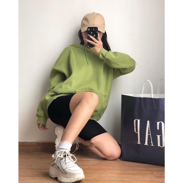 Áo hoodie trơn form rộng chất nỉ dày dặn mũ 2 lớp -SinNa