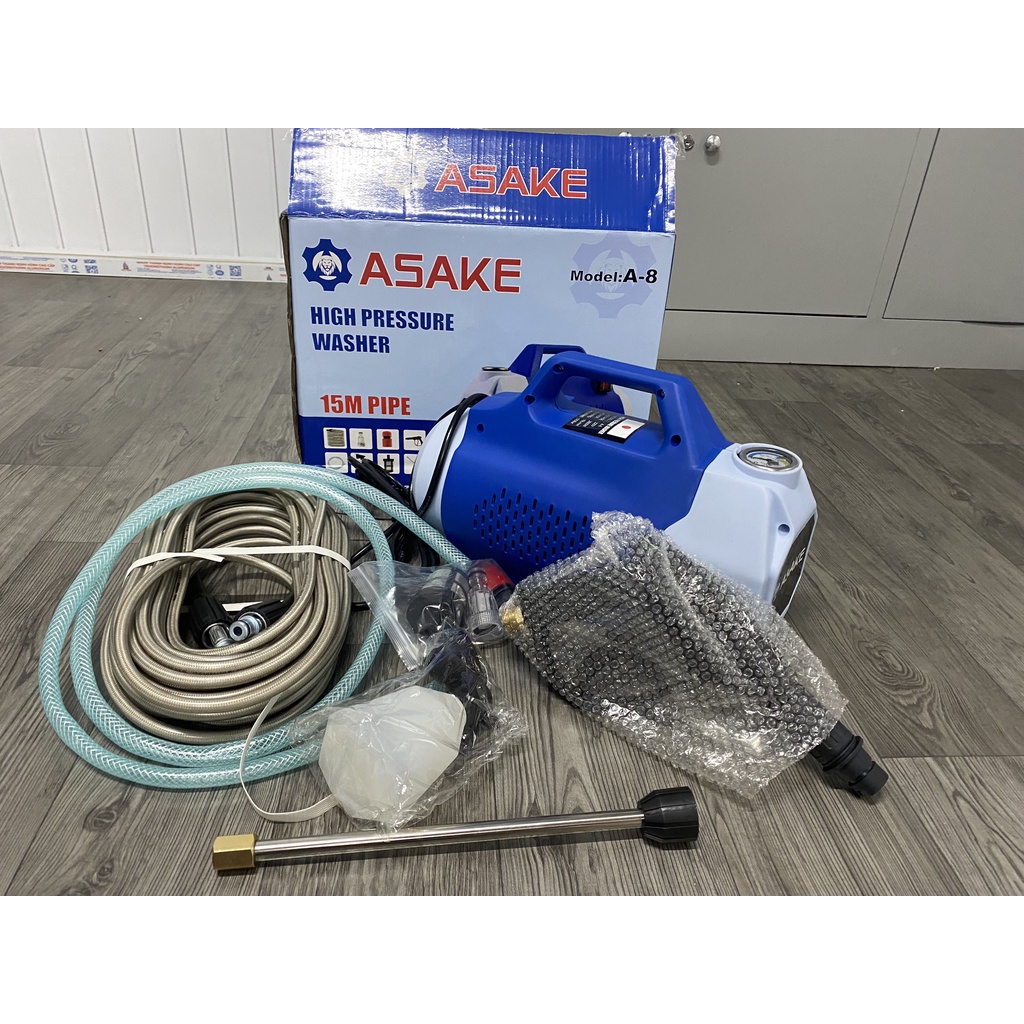 Máy rửa xe mini I Máy rửa xe cao áp ASAKE 2800W A8 - Có áp chống giật - Chống cháy