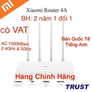 Xiaomi AC 1200Mbps Dualband Bộ Phát Wifi R4AC - Mi Router 4A - Quốc Tế Tiếng Anh-BH 2 năm 1 đổi 1