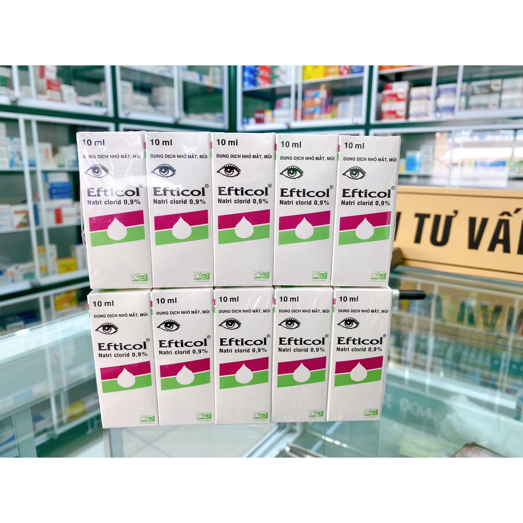 Dung dịch nhỏ mắt mũi Efticol natri clorid 0,9 % (1 LỐC 10 CHAI)
