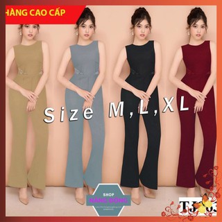 Jum Dài 💥FREESHIP💥Giảm 45k Khi Mua Đơn Từ 500k - Jumpsuit dài ống loe phối ren eo xinh xắn TJ963