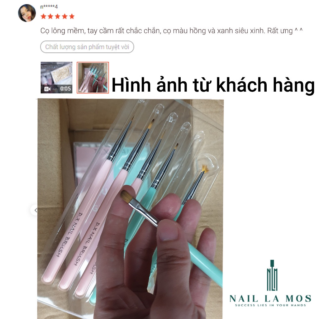 Bộ 6 cọ nail Dingxi chính hãng - Set 6 cọ vẽ móng D.X Nail lông tổng hợp cao cấp mềm, mướt