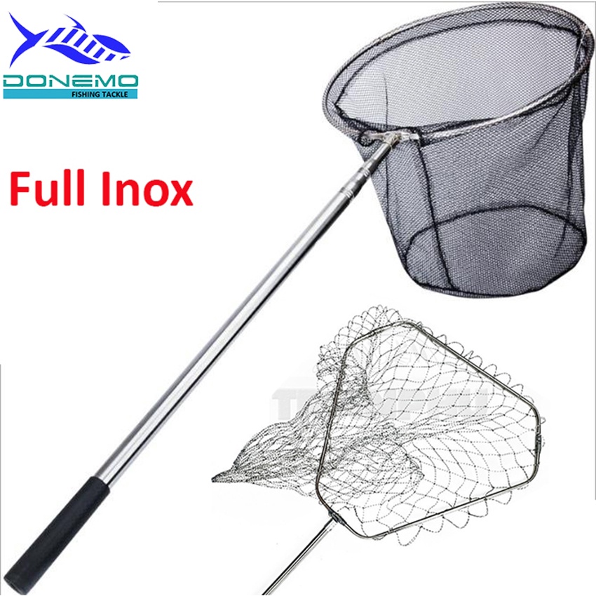 Vợt Cá Inox Vành Tròn Vợt Cá Gấp Gọn Vành Lục Giác siêu khỏe KK5