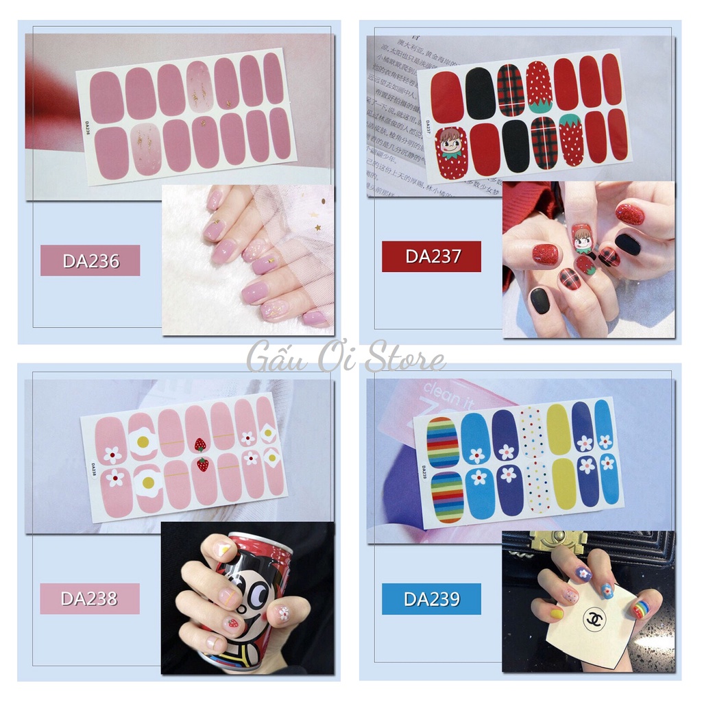 Bộ 14 Miếng Dán Móng Tay Siêu Xinh Phong Cách Hàn Quốc