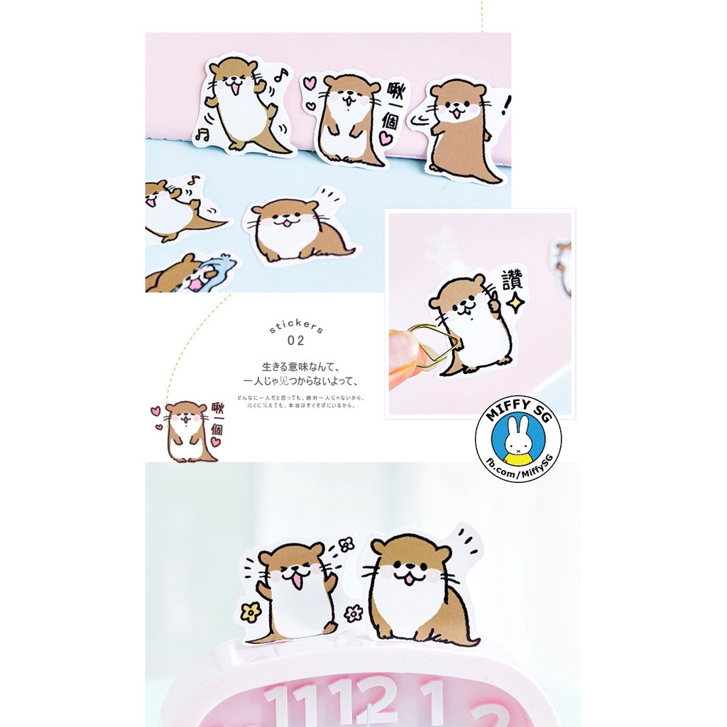 Hộp 45 sticker hoạt hình trang trí planner/bulletjournal RÁI CÁ MOE MOE