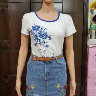 Chân váy bò thêu hoa hàng nhập
